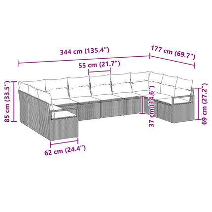Soffset med kudde 10 pcs Svart konstrotting