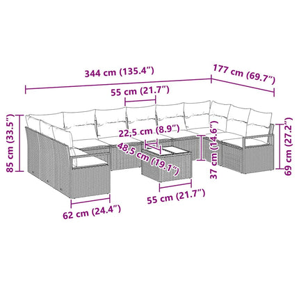 Soffset med kudde 11 pcs Beige konstrotting