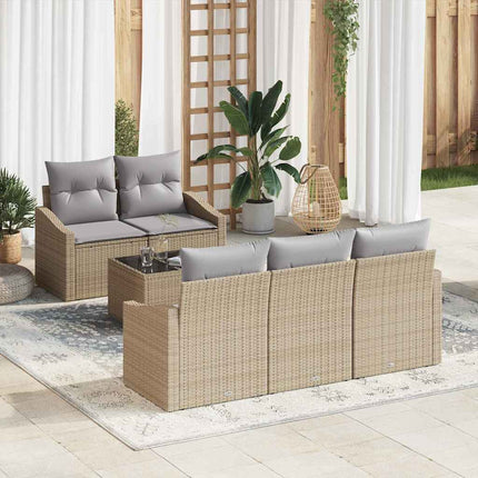 Soffset med kudde 6 pcs Beige och Ljusgrå konstrotting