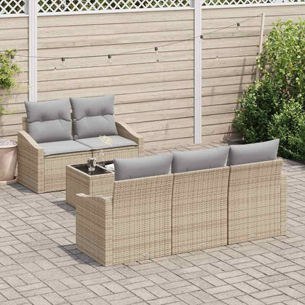 Soffset med kudde 6 pcs Beige och Ljusgrå konstrotting