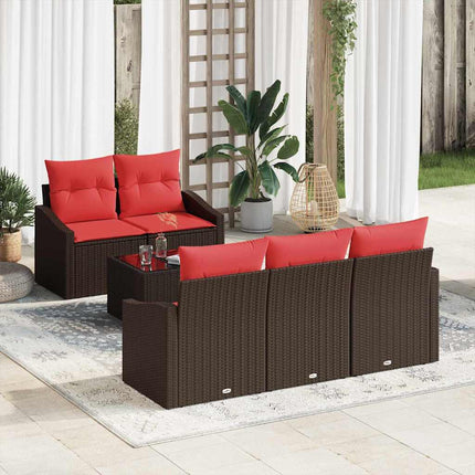 Soffset 6 st 3-Antal sittplatser Brun och Röd konstrotting