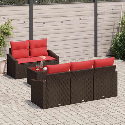 Soffset 6 st 3-Antal sittplatser Brun och Röd konstrotting