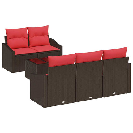 Soffset 6 st 3-Antal sittplatser Brun och Röd konstrotting