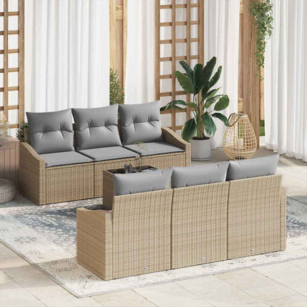 Soffset med kudde 7 pcs Beige och Ljusgrå konstrotting