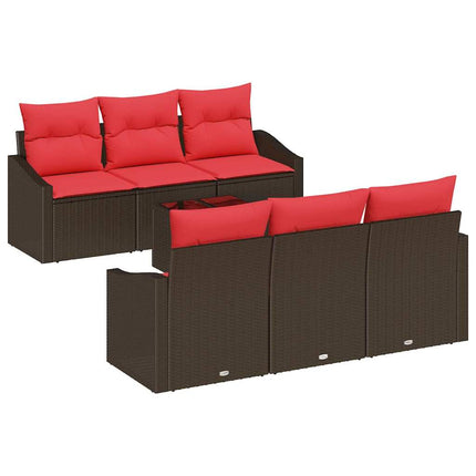Soffset 7 st 3-Antal sittplatser Brun och Röd konstrotting