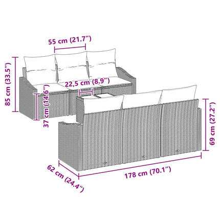 Soffset 7 st 3-Antal sittplatser Brun och Röd konstrotting