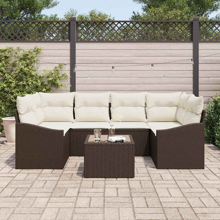 Soffset med kudde med kudde 7 pcs Brun och Kräm konstrotting