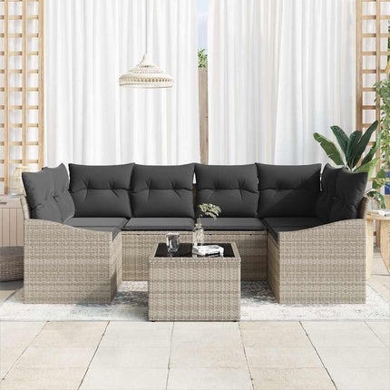 Soffset med kudde med kudde 7 pcs Ljusgrå konstrotting