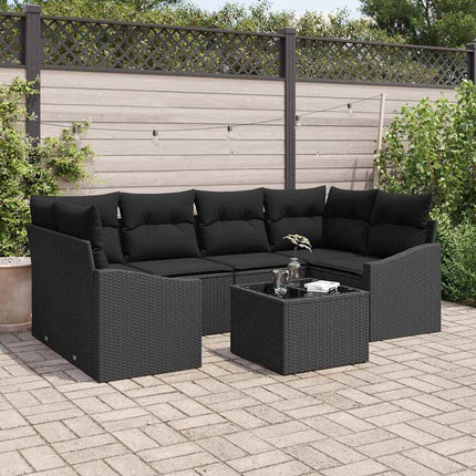 Soffset med kudde med kudde 7 pcs Svart konstrotting