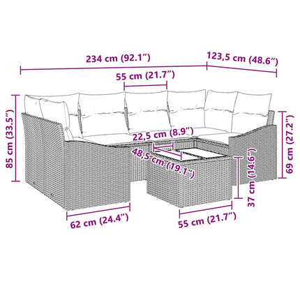 Soffset med kudde med kudde 7 pcs Svart konstrotting