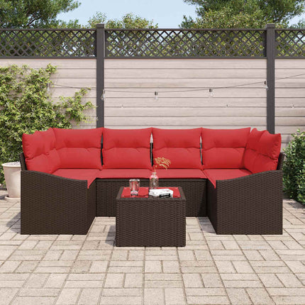 Soffset 7 st 3-Antal sittplatser Brun och Röd konstrotting
