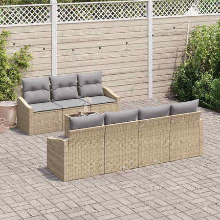 Soffset med kudde 8 pcs Beige och Ljusgrå konstrotting