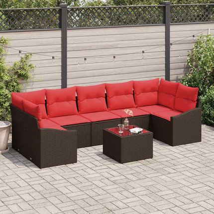 Soffset 8 st 7-Antal sittplatser Brun och Röd konstrotting