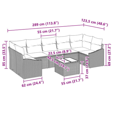 Soffset 8 st 7-Antal sittplatser Brun och Röd konstrotting