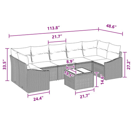 Soffset 8 st 7-Antal sittplatser Svart och Turkos konstrotting