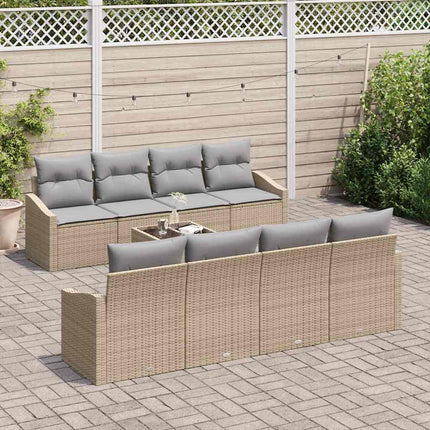 Soffset med kudde 9 pcs Beige och Ljusgrå konstrotting