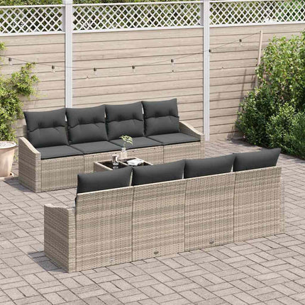 Soffset med kudde med kudde 9 pcs Ljusgrå konstrotting