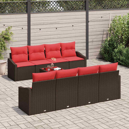 Soffset 9 st 3-Antal sittplatser Brun och Röd konstrotting