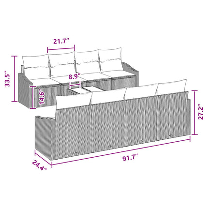 Soffset 9 st 3-Antal sittplatser Svart och Turkos konstrotting