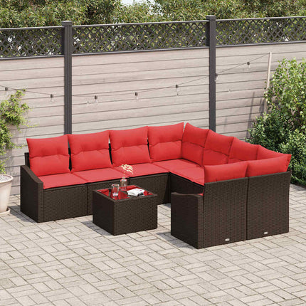 Soffset 9 st 3-Antal sittplatser Brun och Röd konstrotting