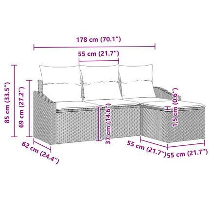 Soffset med kudde 4 pcs Grå konstrotting