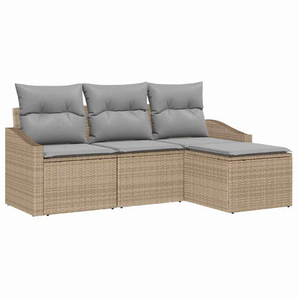 Soffset med kudde 4 pcs Beige konstrotting