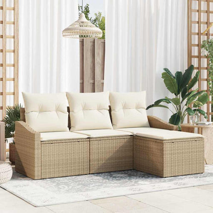 Soffset med kudde 4 pcs Beige konstrotting