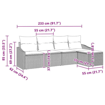 Soffset med kudde 5 pcs Ljusgrå konstrotting