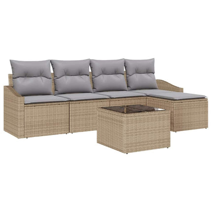 Soffset med kudde 6 pcs Beige konstrotting