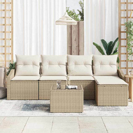 Soffset med kudde 6 pcs Beige konstrotting