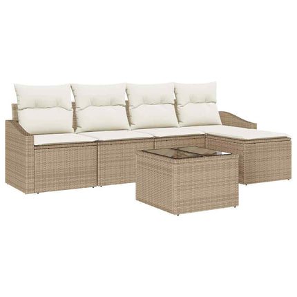 Soffset med kudde 6 pcs Beige konstrotting