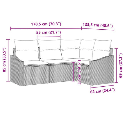 Soffset med kudde 4 pcs Beige konstrotting