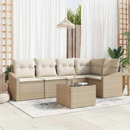 Soffset med kudde 6 pcs Beige konstrotting
