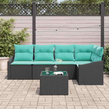Soffset med kudde 6 pcs Svart konstrotting