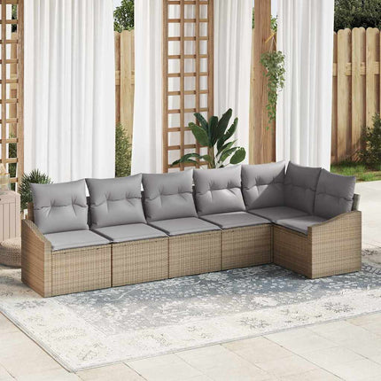 Soffset med kudde 6 pcs Beige konstrotting
