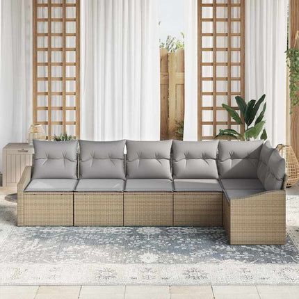 Soffset med kudde 6 pcs Beige konstrotting