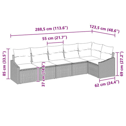 Soffset med kudde 6 pcs Svart konstrotting