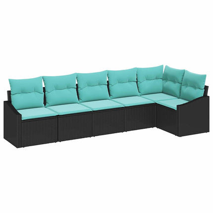 Soffset med kudde 6 pcs Svart konstrotting