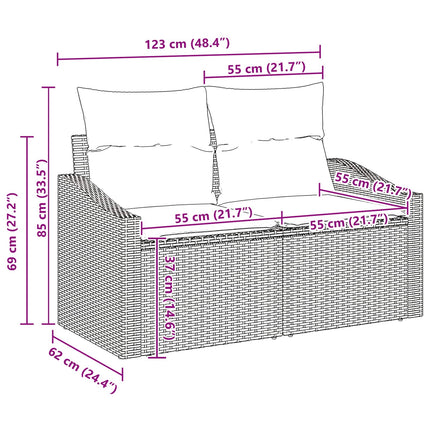 Soffset med kudde 6 pcs Svart konstrotting
