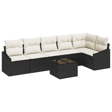 Soffset med kudde 7 pcs Svart konstrotting