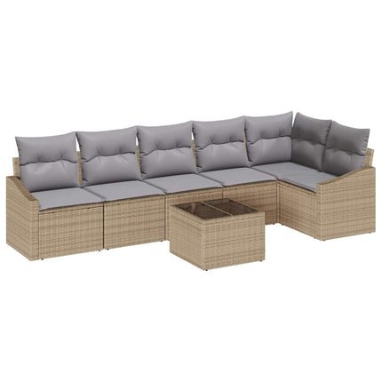 Soffset med kudde 7 pcs Beige konstrotting