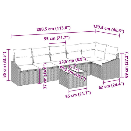 Soffset med kudde 7 pcs Beige konstrotting