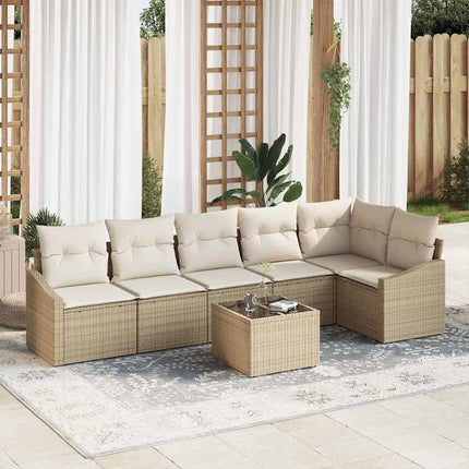 Soffset med kudde 7 pcs Beige konstrotting
