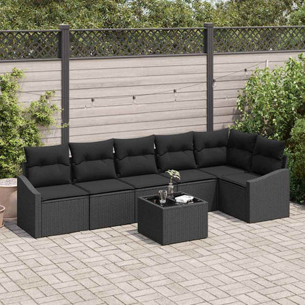 Soffset med kudde 7 pcs Svart konstrotting