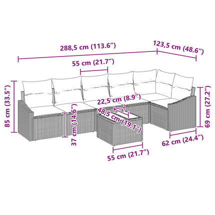 Soffset med kudde 7 pcs Svart konstrotting