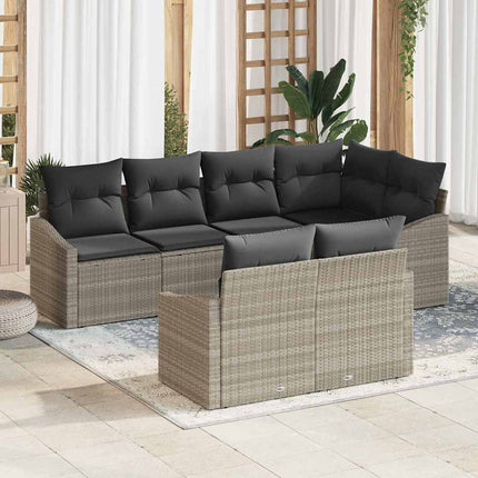 Soffset med kudde 7 pcs Ljusgrå konstrotting