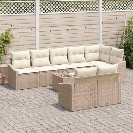 Soffset med kudde 9 pcs Beige konstrotting