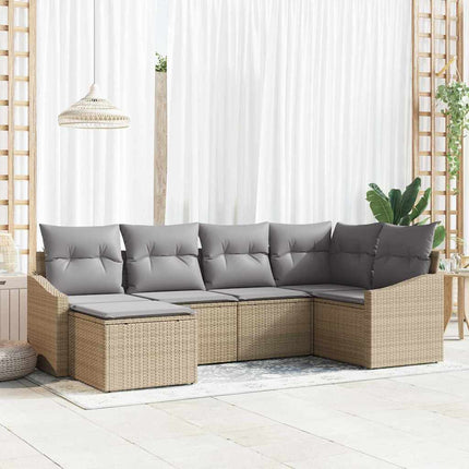 Soffset med kudde 6 pcs Beige konstrotting