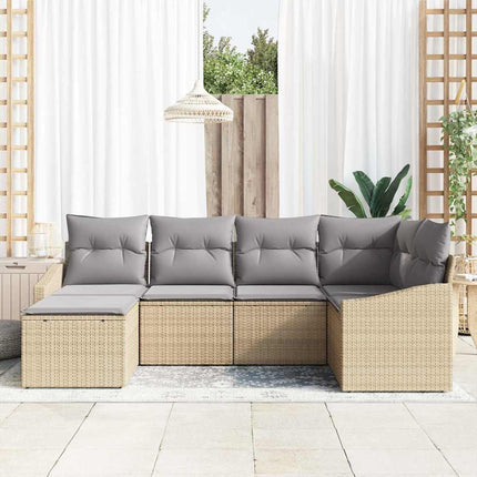 Soffset med kudde 6 pcs Beige konstrotting
