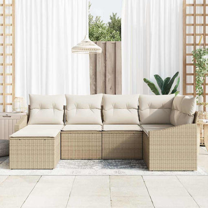 Soffset med kudde 6 pcs Beige konstrotting